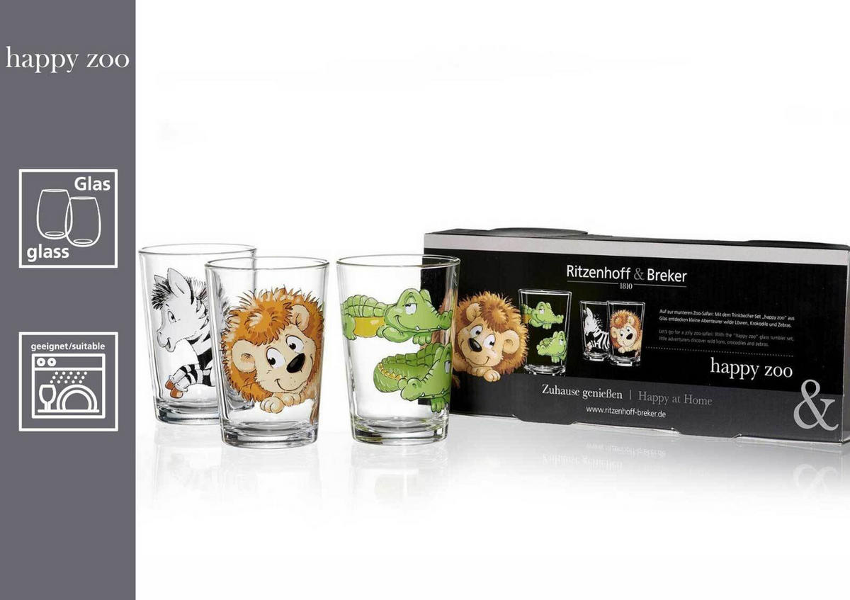 KINDERGLÄSER Hof- und Zootiere bunt 205 ml 6er Set - Multicolor, Glas (0.205L) - Ritzenhoff Breker