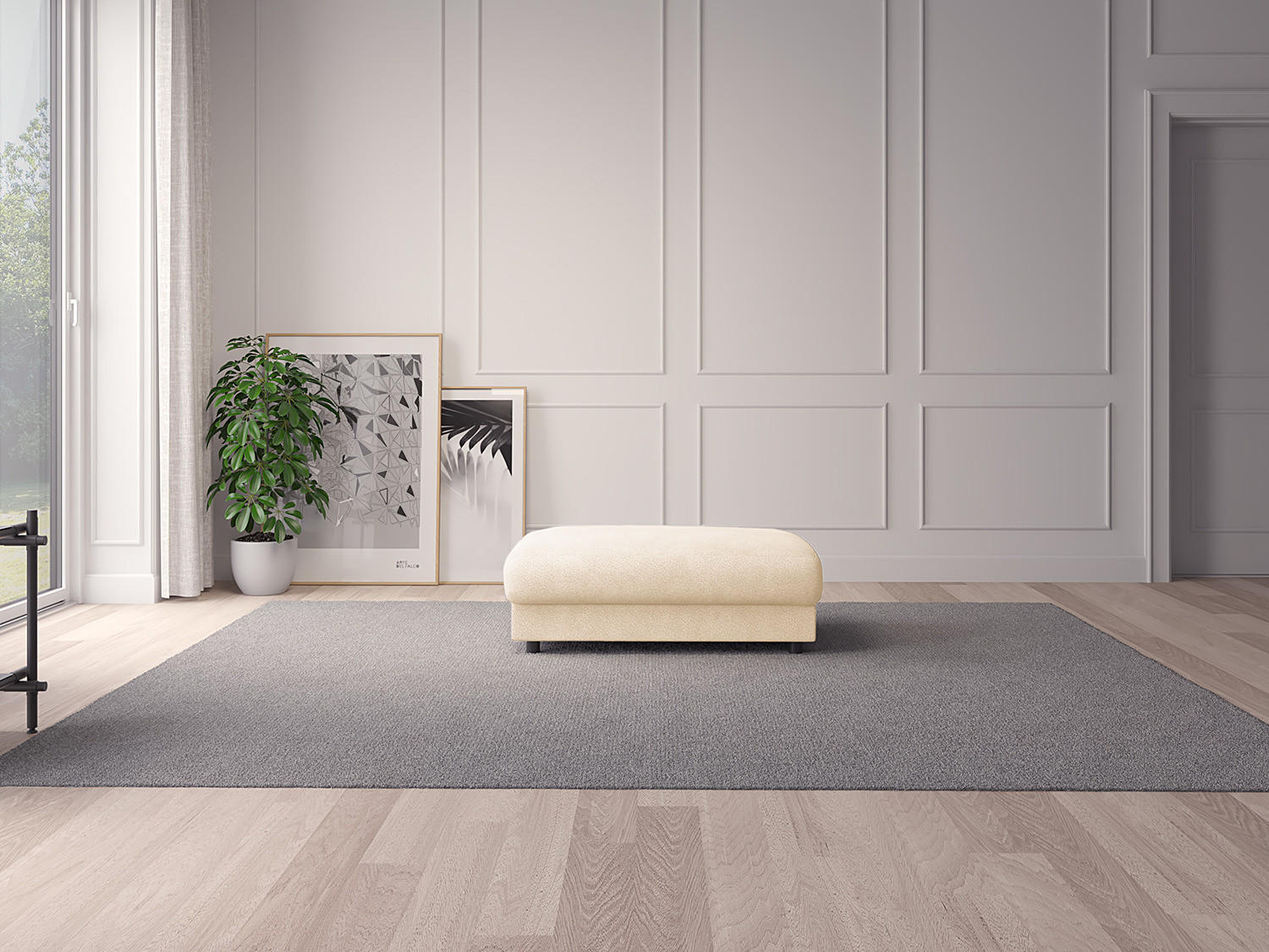 POLSTERHOCKER - Beige/Schwarz, Textil (107/41/77cm) - home24