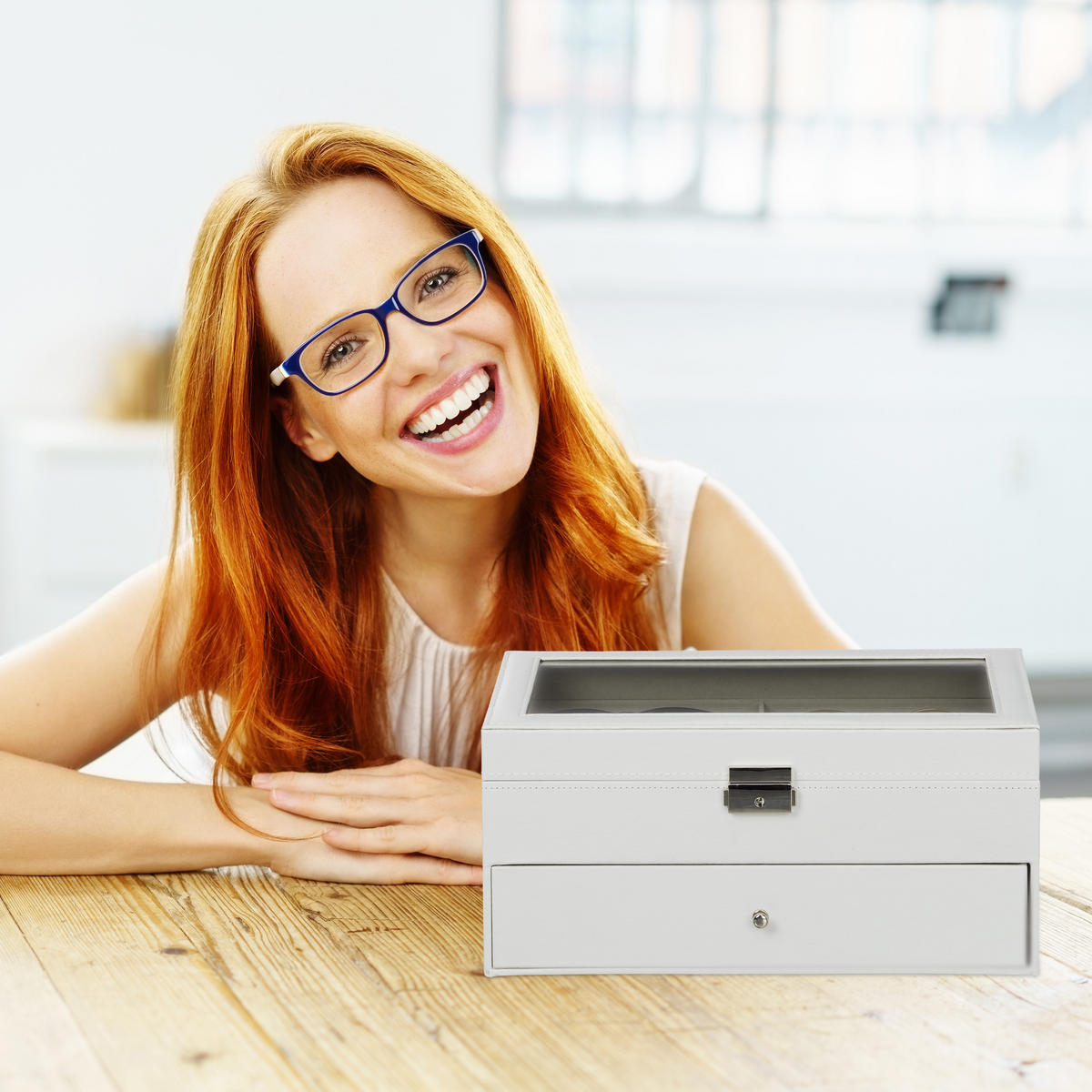 BRILLENBOX - Multicolor, Glas/Kunststoff (33.5/15.5/19.5cm) - Relaxdays