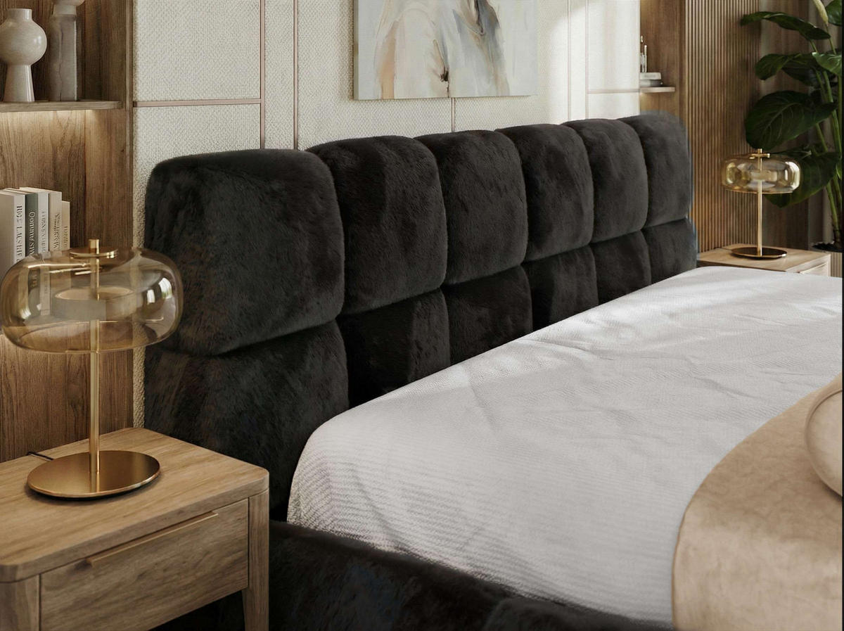 ČALOUNĚNÁ POSTEL NIRA CLASSIC 160/200 - Černá Plyš - černá, textil (160/200cm) - MKS