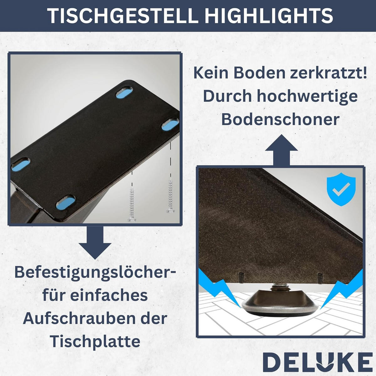 TISCHGESTELL Metall KRYT Schwarz glänzend 71x85x85 cm - Schwarz, Metall (85/71/85cm) - DELUKE