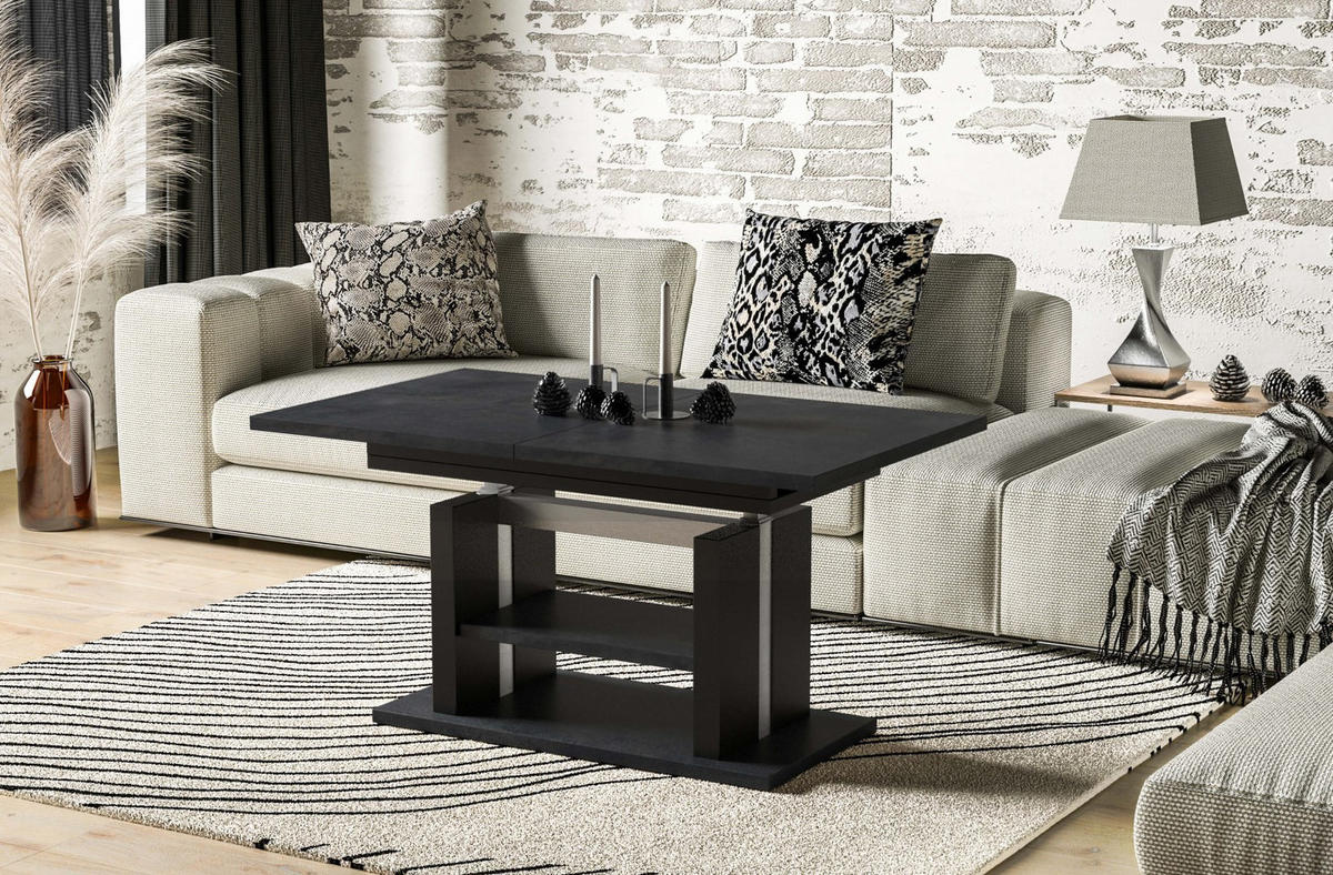 COUCHTISCH Dior höhenverstellbar ausziehbar bis 170 cm - Graphitfarben, Holzwerkstoff (110/65/58cm) - Endo-Moebel