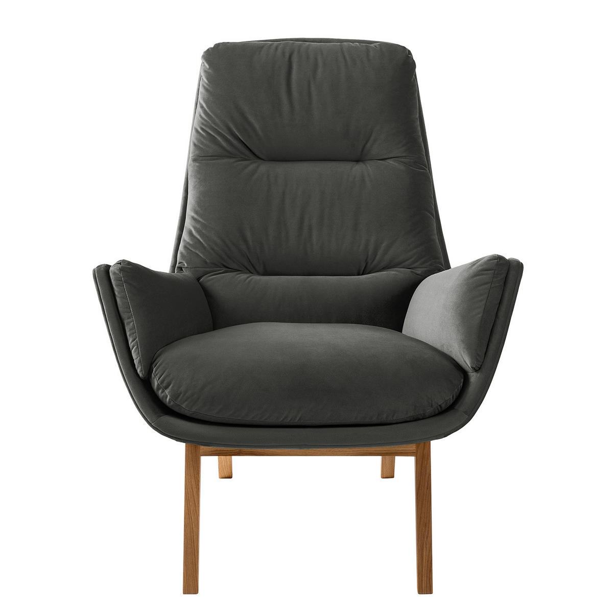 SESSEL mit Holzfüßen - Eichefarben/Grün, Eichenholz/Holz (83/95/97cm) - home24