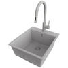 GRANITSPÜLE Riga, 2-er set Grau 43/50 cm 1 Becken + Küchenarmatur 40/20 cm + Ablauf-Set ab 45er Unterschrank - Grau, Kunststoff (43/20/50cm) - Primagran