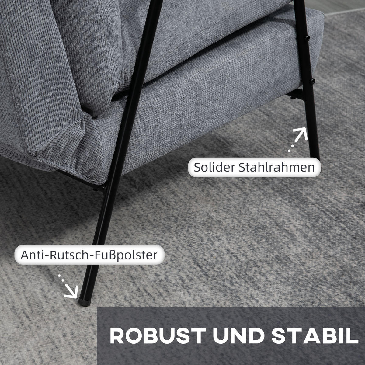 RELAXSESSELSET Hellgrau - Hellgrau, Metall (91.5/88/68cm) - HOMCOM