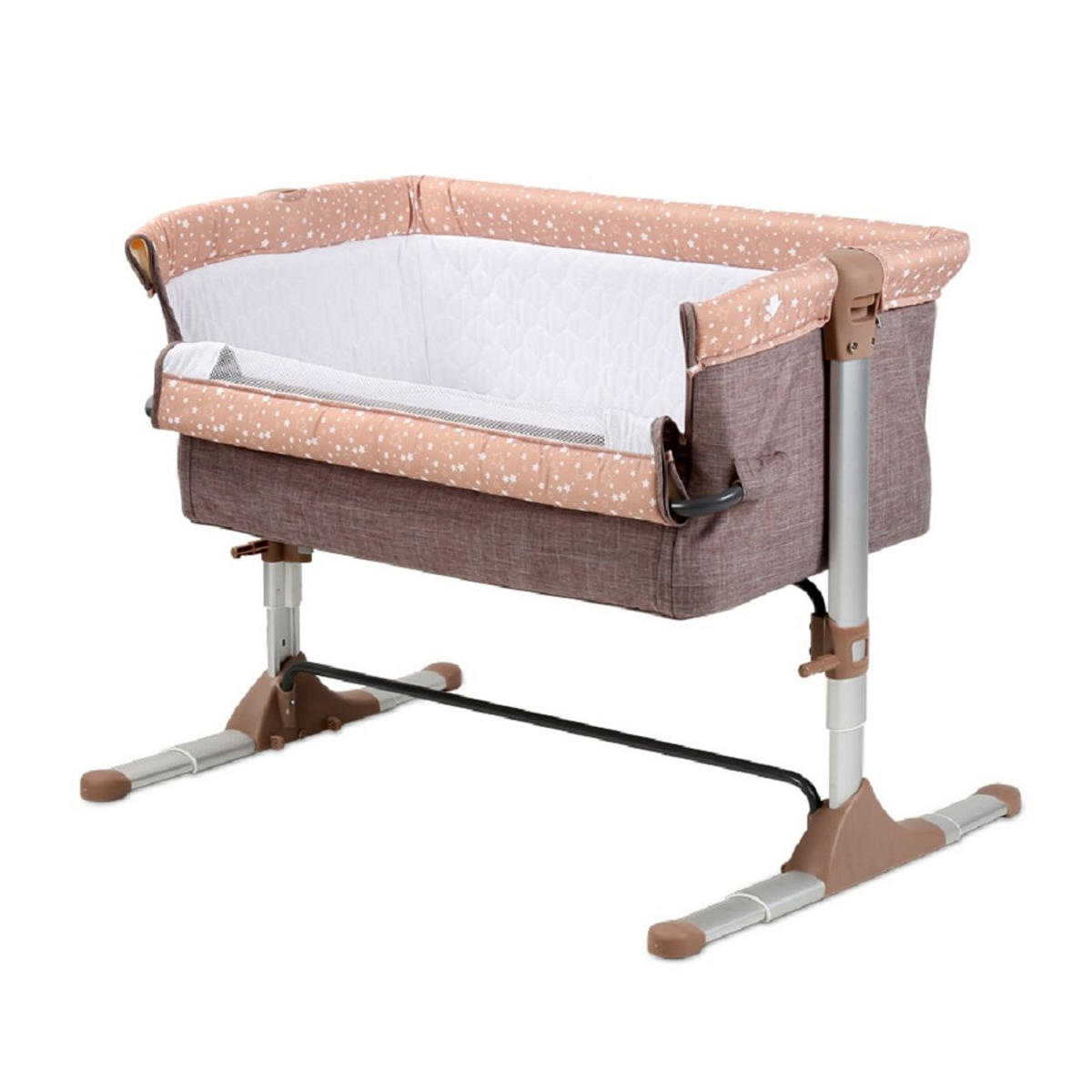 BEISTELLBETT Sleep n Care beige 85 x 50 cm, Matratze, Anti-Reflux, 6-fach verstellbar, Netzeinsatz - Beige, Metall (50/85cm) - Lorelli