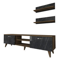 WOHNWAND Ayden Walnuss Dunkelgrau (Marmor optik) - Dunkelgrau/Silberfarben, Holzwerkstoff (150/40.6/30cm) - moebel17