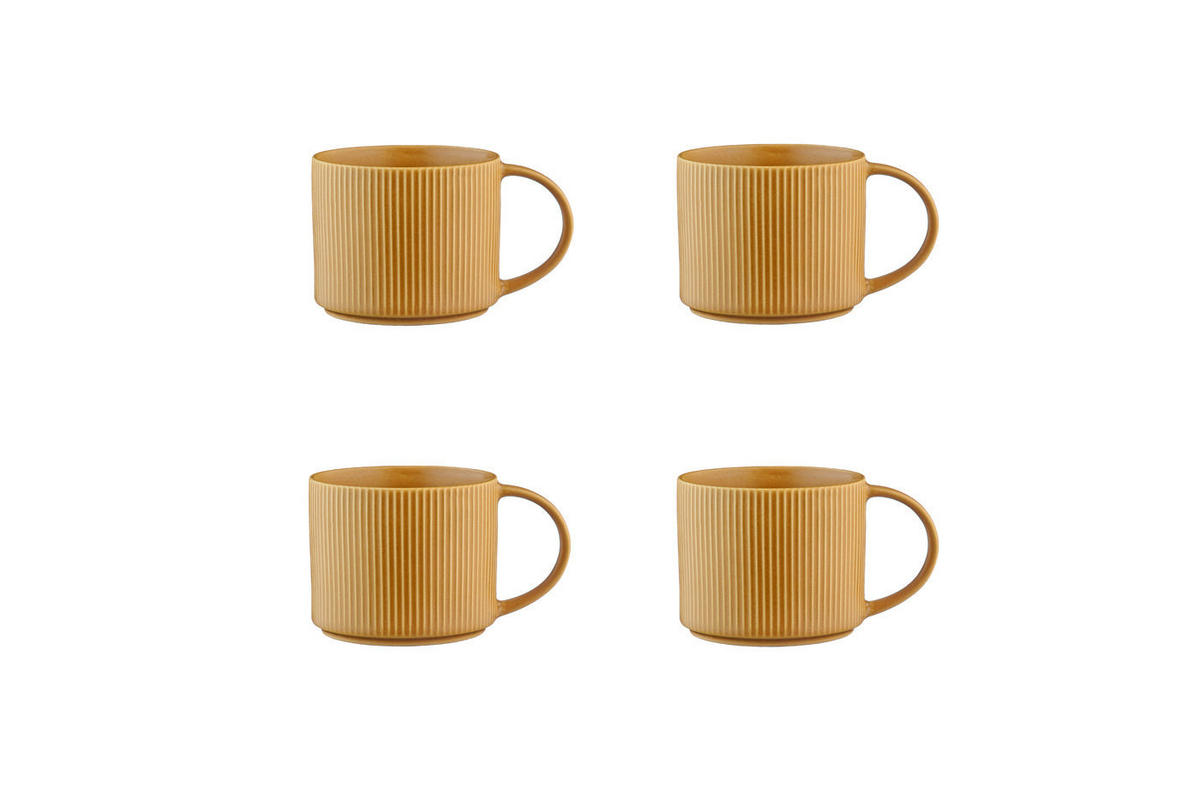 BECHER Scandi 500ml - 4er-Set - Ocre - Gelb, Keramik (0.5L) - Björn