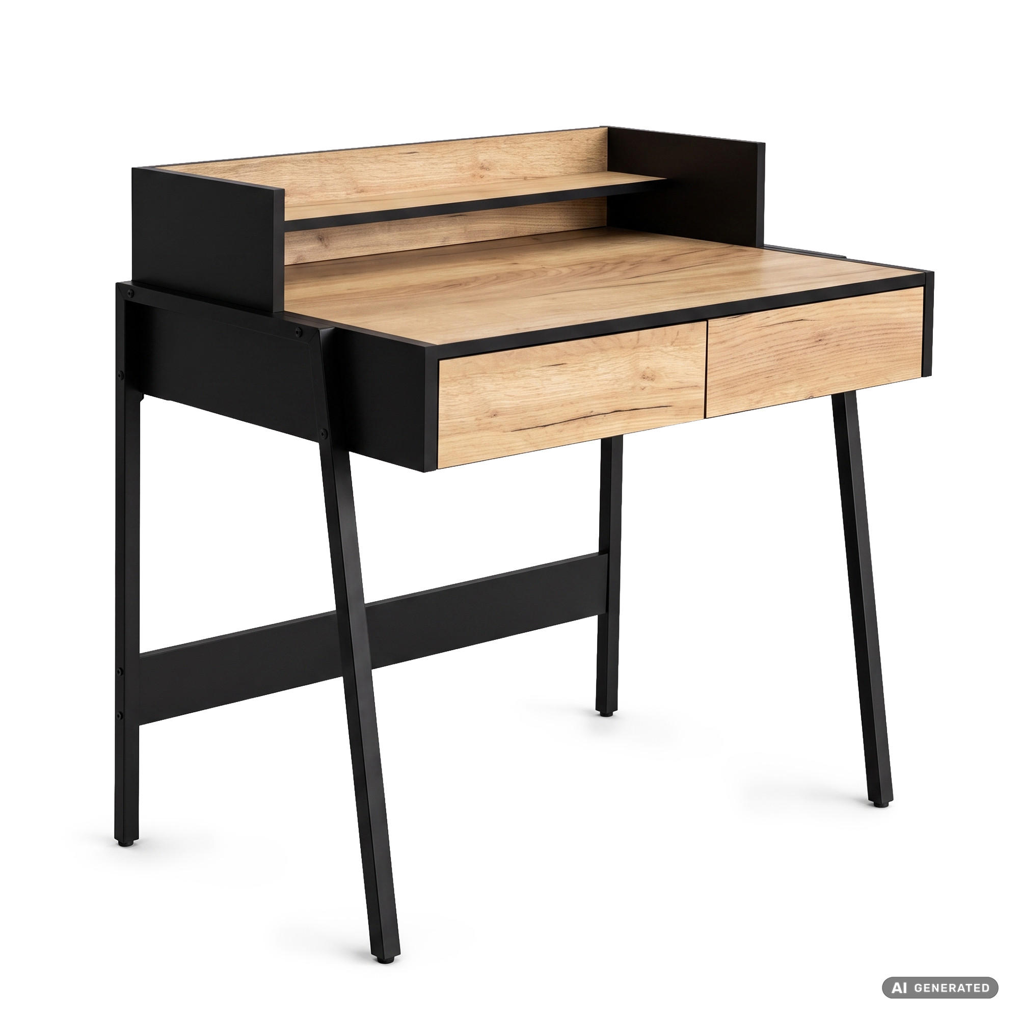 SCHREIBTISCH FLUX 78 cm Craft Eiche - Eichefarben/Schwarz, Holzwerkstoff (78/48/95cm) - Akord