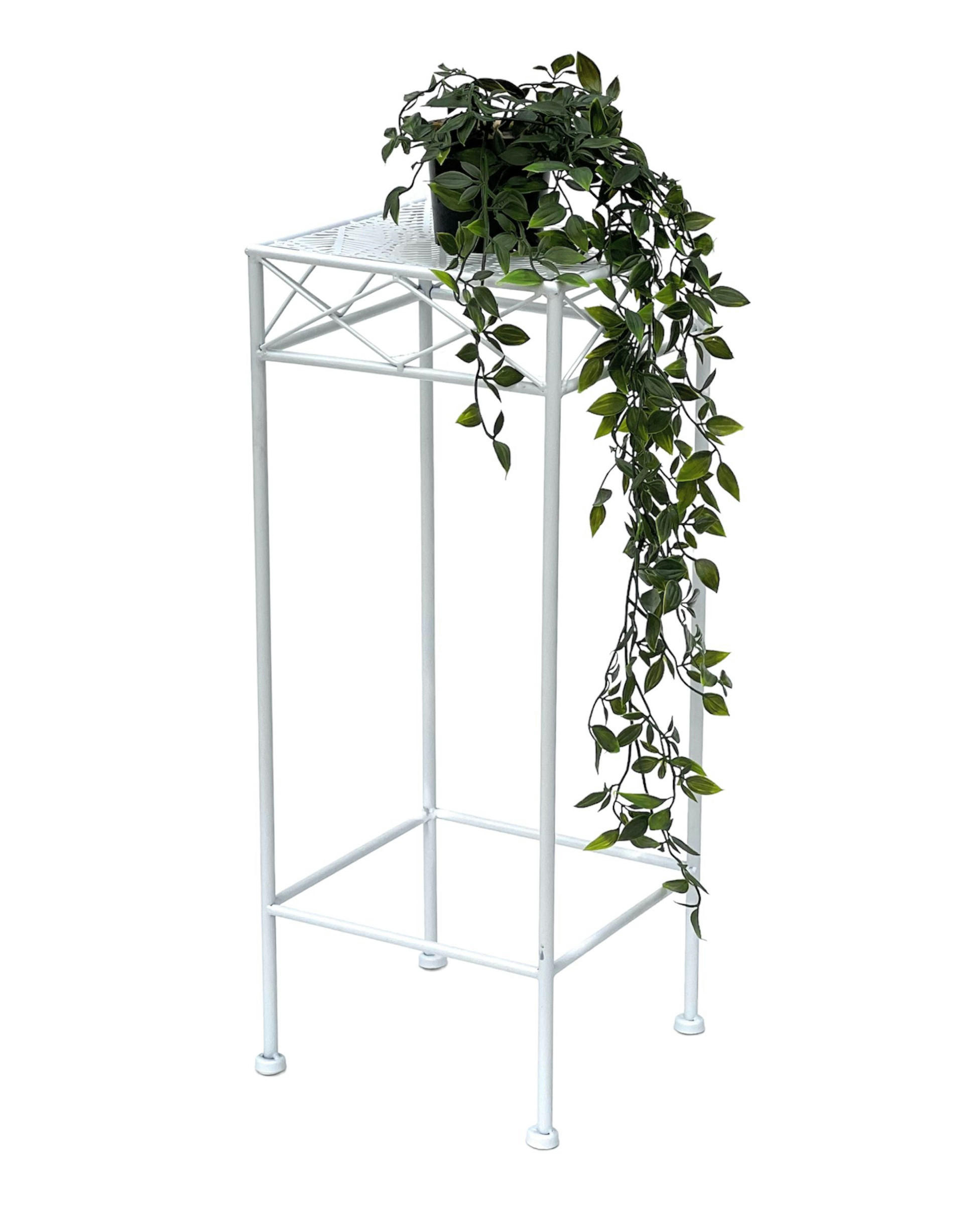 BLUMENHOCKER 60 cm Metall Eckig Weiß 96314 M - Weiß, Metall (23/60/23cm) - DanDiBo
