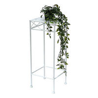 BLUMENHOCKER 60 cm Metall Eckig Weiß 96314 M - Weiß, Metall (23/60/23cm) - DanDiBo