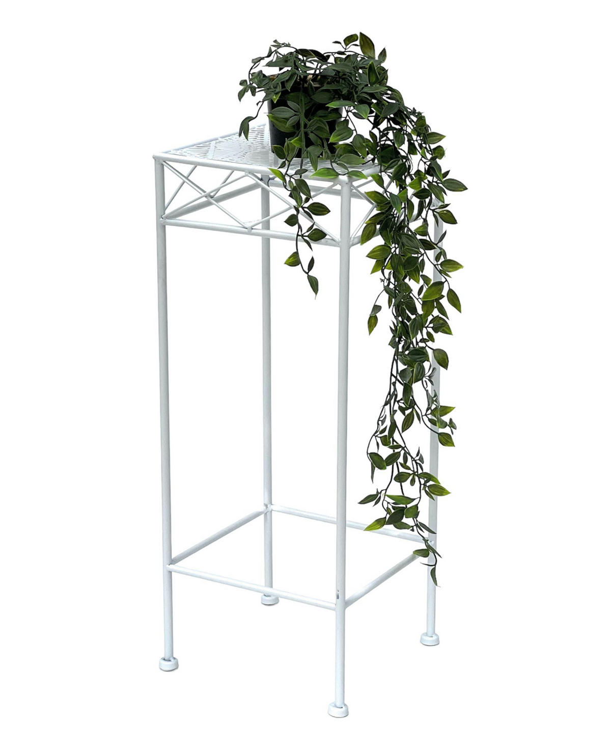 BLUMENHOCKER 60 cm Metall Eckig Weiß 96314 M - Weiß, Metall (23/60/23cm) - DanDiBo