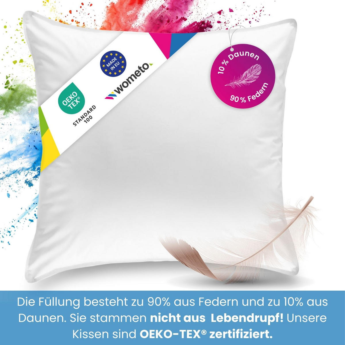 KOPFKISSEN 90% Federn & 10% Daune 80/80 cm - Weiß, Textil (80/80cm) - wometo