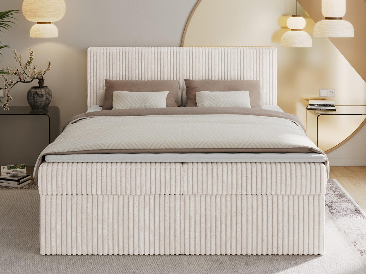 BOXBETT TILIANO 180/200 - Beige Cord - H3 - Beige, Textil (180/200cm)