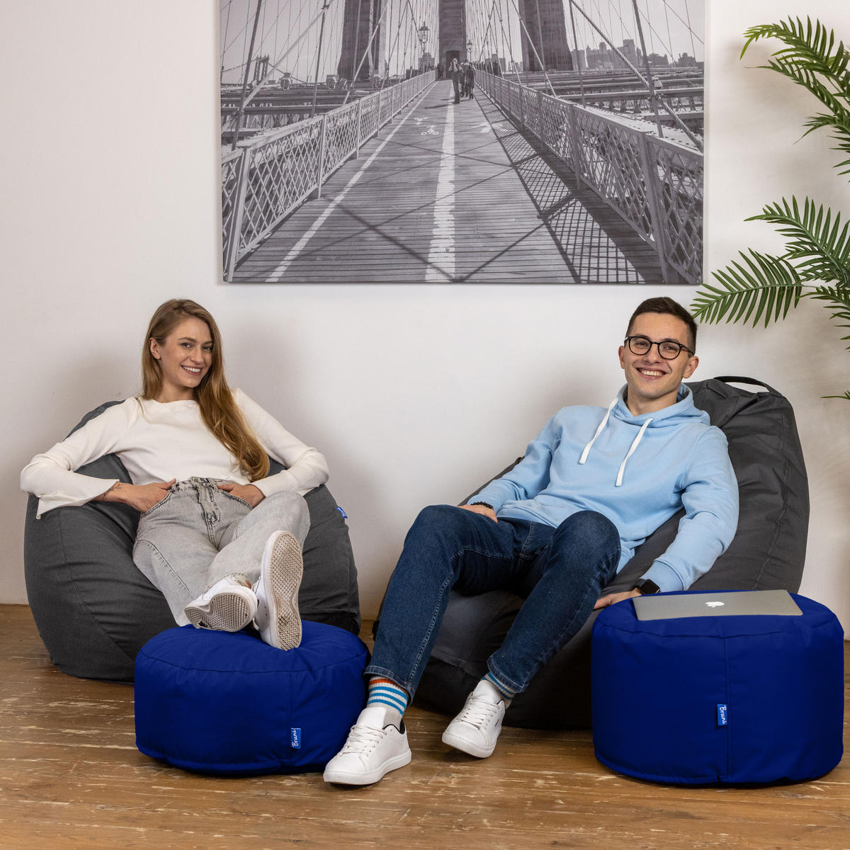 POUF M königsblau - Blau/Dunkelblau, Textil (500/200/500cm) - Bruni
