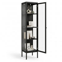 SCHMALE ECK-VITRINE GLASGOW Metall Schwarz 40/40/170 cm - Schwarz, Metall (40/170/40cm) - Mein-Regal