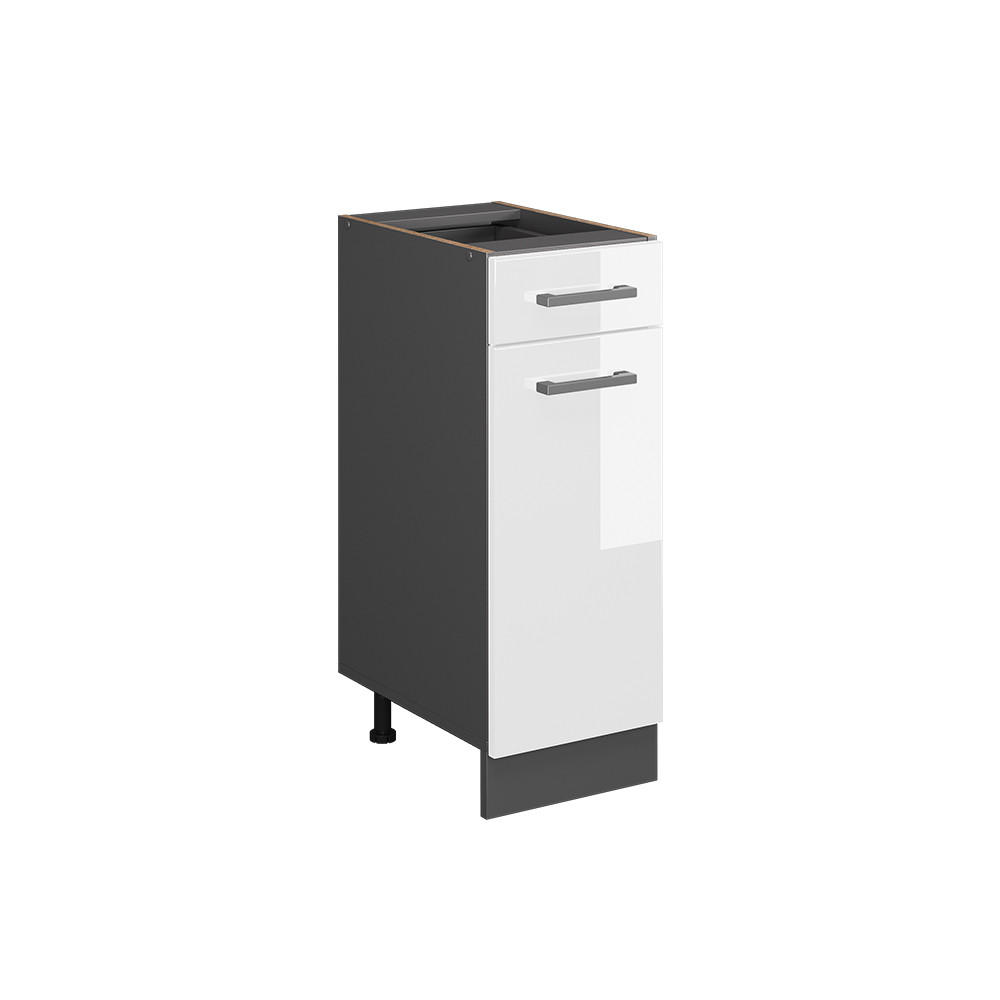 KÜCHENUNTERSCHRANK R-Line Weiß Hochglanz 30 cm ohne AP - Weiß Hochglanz/Anthrazit, Holzwerkstoff (30/81.6/46cm) - Vicco