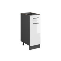 KÜCHENUNTERSCHRANK R-Line Weiß Hochglanz 30 cm ohne AP - Weiß Hochglanz/Anthrazit, Holzwerkstoff (30/81.6/46cm) - Vicco