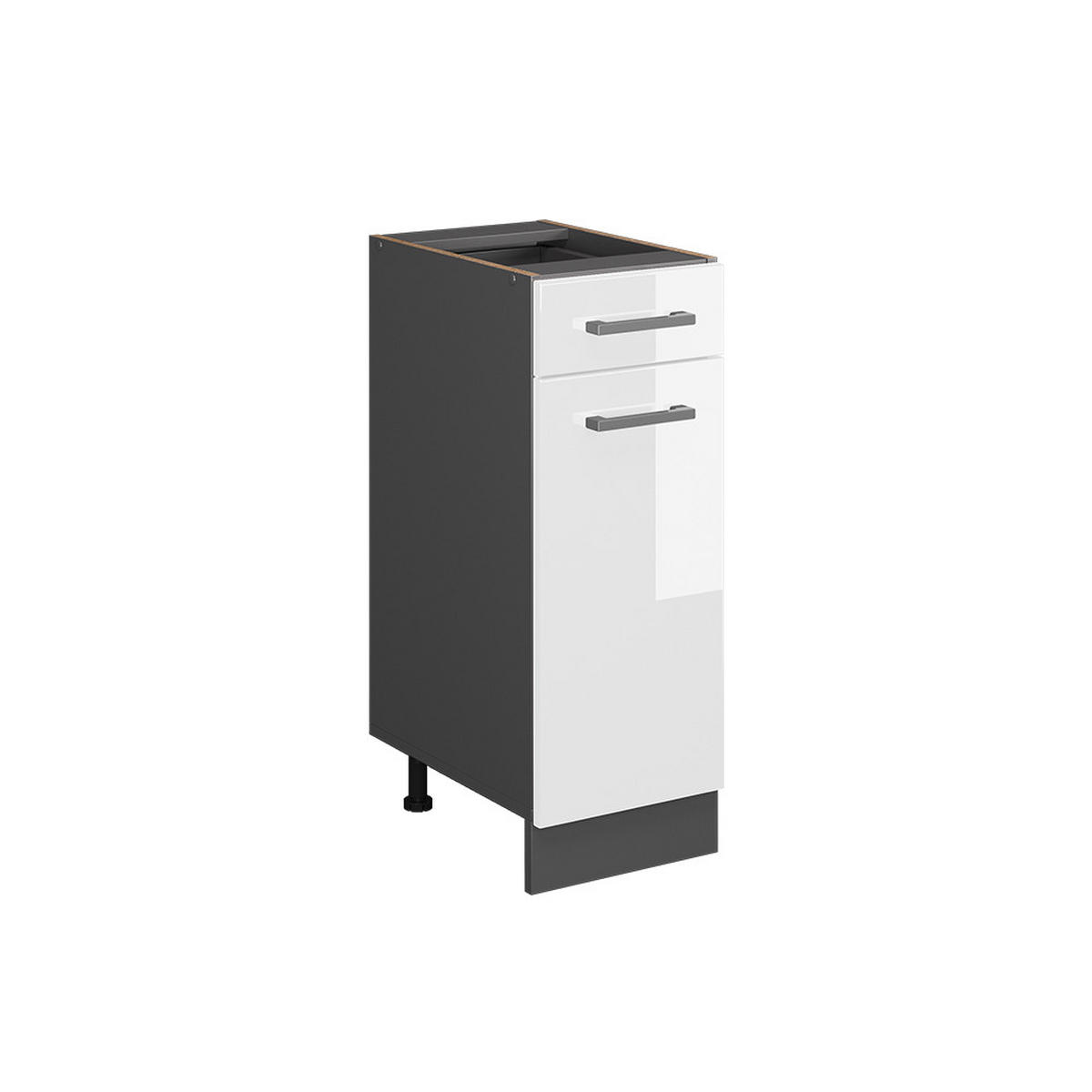 KÜCHENUNTERSCHRANK R-Line Weiß Hochglanz 30 cm ohne AP - Weiß Hochglanz/Anthrazit, Holzwerkstoff (30/81.6/46cm) - Vicco