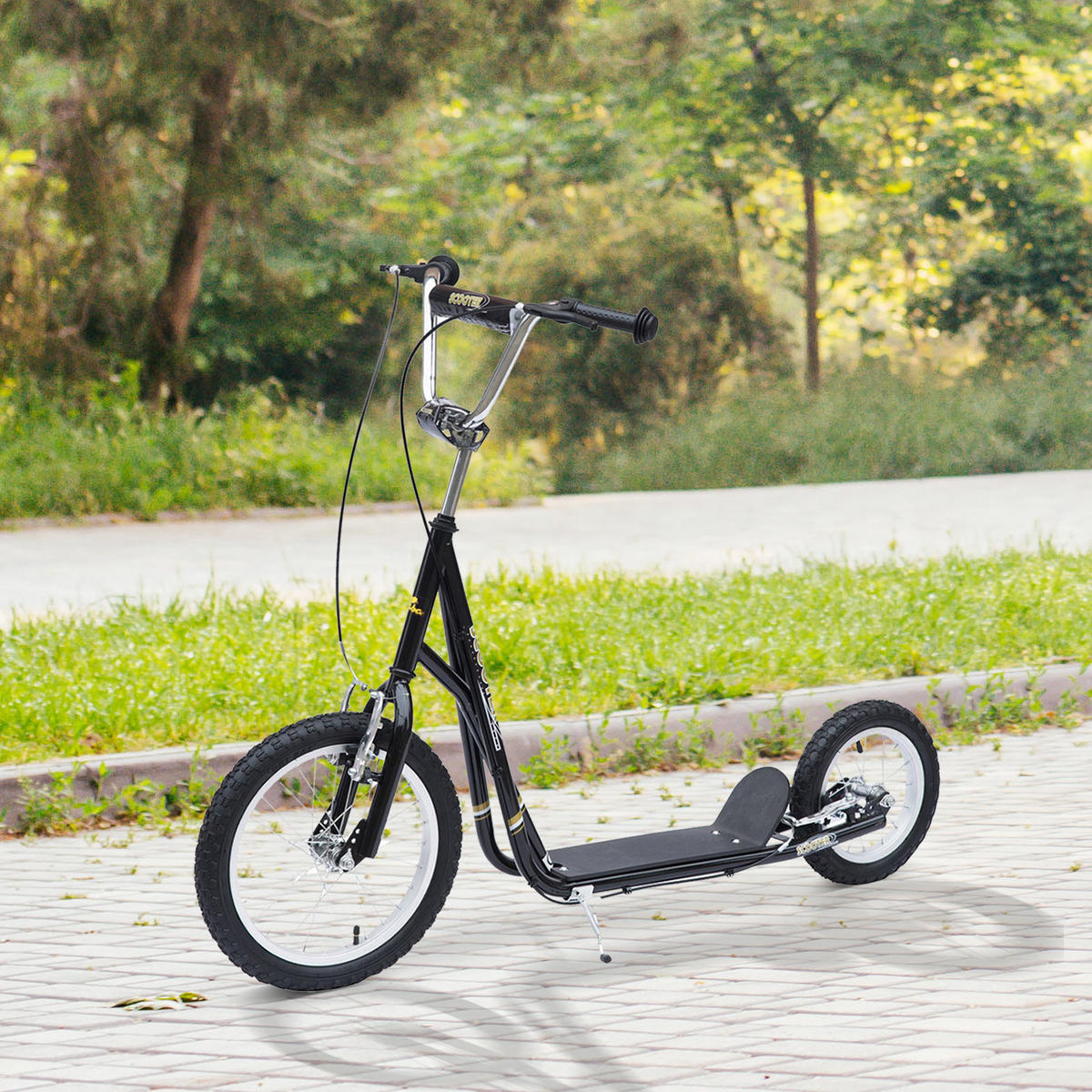 KINDERSCOOTER DE-16939 All-Terrain mit großen Luftreifen Schwarz - Schwarz, Metall (135/58/100cm) - ComfortXL