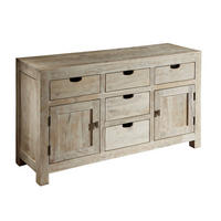 SIDEBOARD Akazie 140x42x80 white stone getüncht NATURE WHITE #80 - Beige, Holzwerkstoff (140/80/42cm) - Massivmoebel24