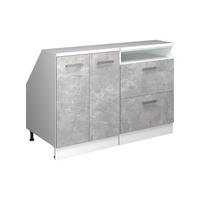 KUHINJSKI ORMAR ZA KOSINE KROVA R-Line Beton 120 cm Set od 2 korpusa ormara, dubina 60 cm - bijela/siva, drvni materijal (120/83.8/60cm) - Vicco