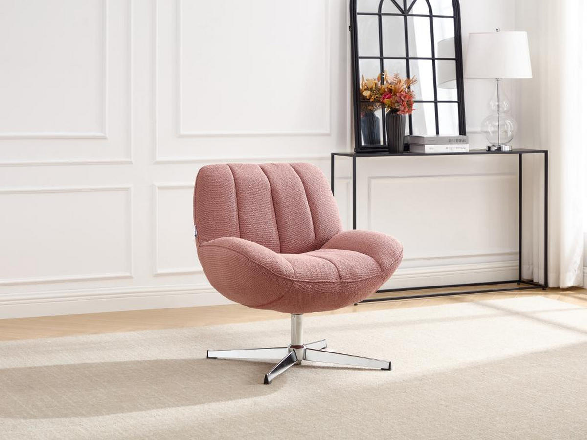 DREHSESSEL - Stoff strukturiert - Rosa - VOLABO - Pink, Textil (75/79/71cm) - Vente-Unique