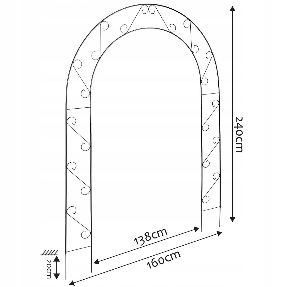 GARTENPERGOLA für Blumen 240 cm, schwarz - Schwarz, Metall (160/240cm) - KADAX