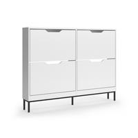 SCHUHKIPPER Luca, Weiß, 116 x 88.5 cm mit 2x2 Kippfächern - Weiß, Holzwerkstoff (116/88.5/17cm) - Vicco