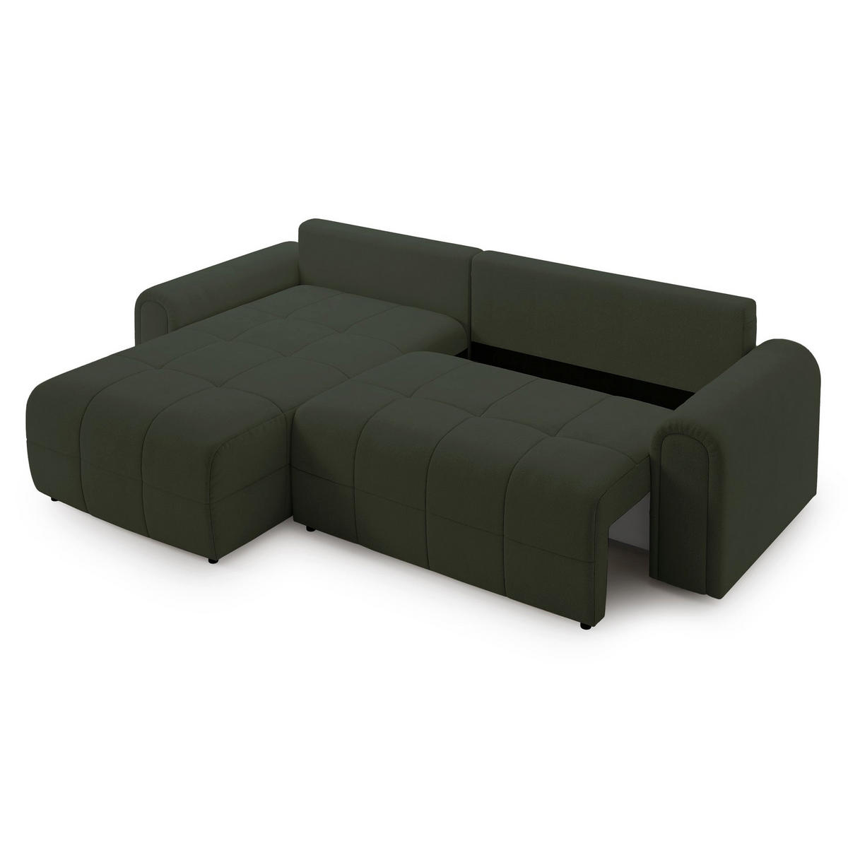 ECKSOFA Simolla Olivgrün links - Schwarz/Olivgrün, Kunststoff/Textil (268/180cm) - Selsey