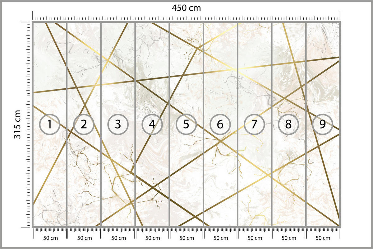FOTOTAPETE Marmor Linien Abstraktion 450x315 - Gelb/Beige, Papier (450/315cm) - Muralo
