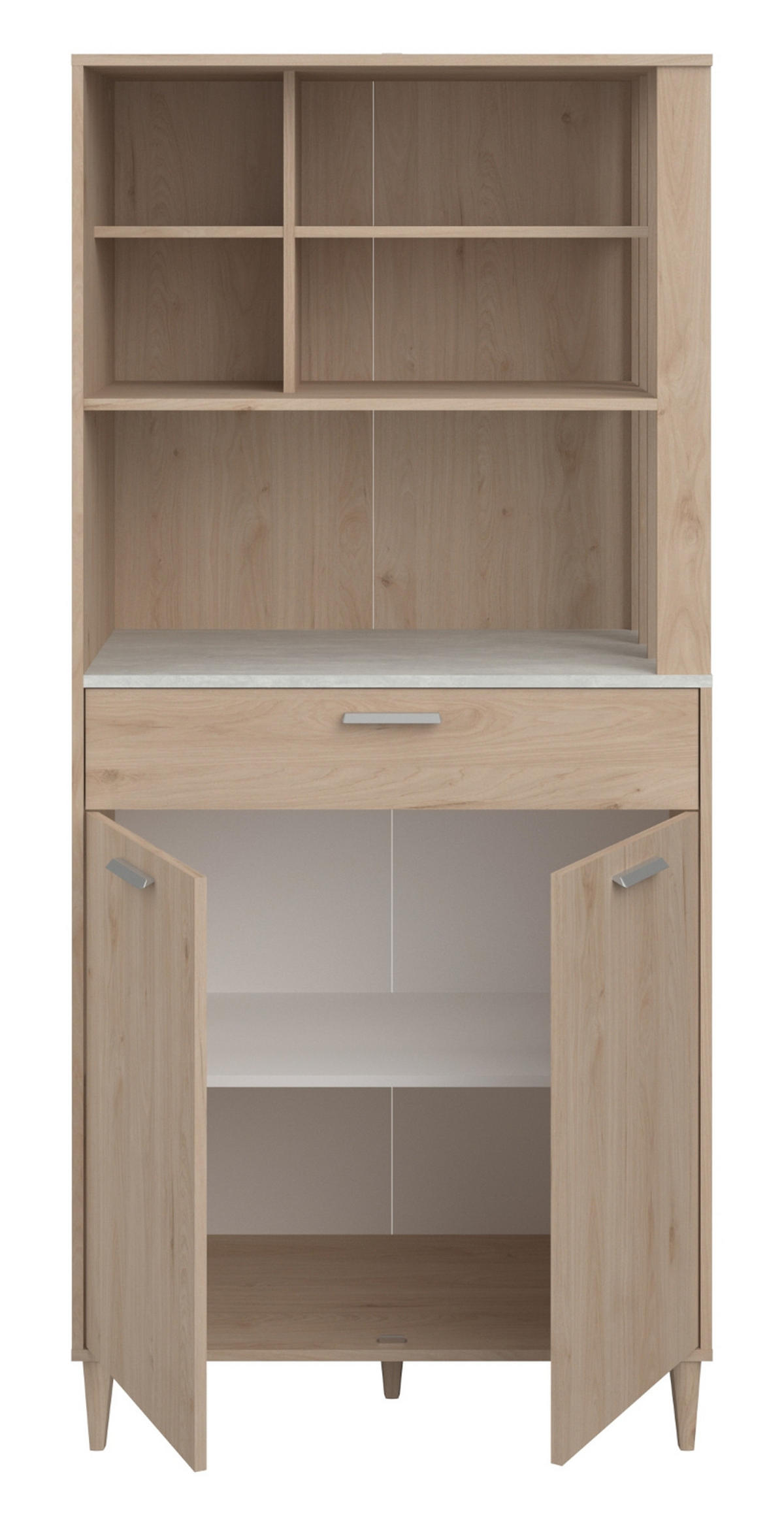 BUFFET Set 2-tlg. Eiche grau, mit Buffetschrank und Küchenschrank - Eichefarben/Grau, Holzwerkstoff (145/185/41cm) - Parisot Meuble
