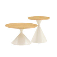 COUCHTISCH-SET DE-37434 2er-Set konusförmig mit Holzoptik Naturholz/Creme - Creme/Naturfarben, Metall (50/50/50cm) - ComfortXL