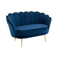 MUSCHELSOFA 2-Sitzer - Samt - Dunkelblau - DANDELION - Blau, Textil (124/78/73cm) - Pascal Morabito