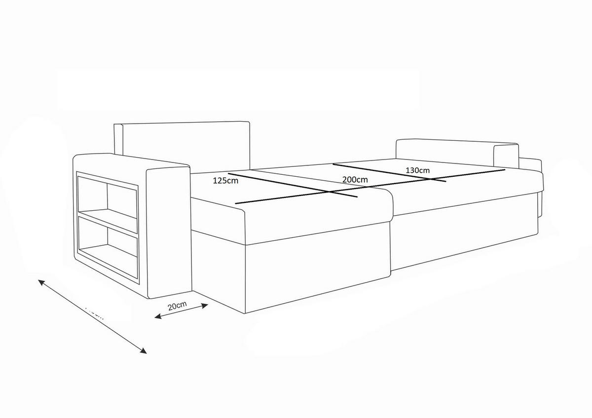 ECKSOFA Vegas mit Schlaffunktion und Ablagefläche + zwei Hocker - Grau, Textil (260/140cm) - SIMKAM Furniture