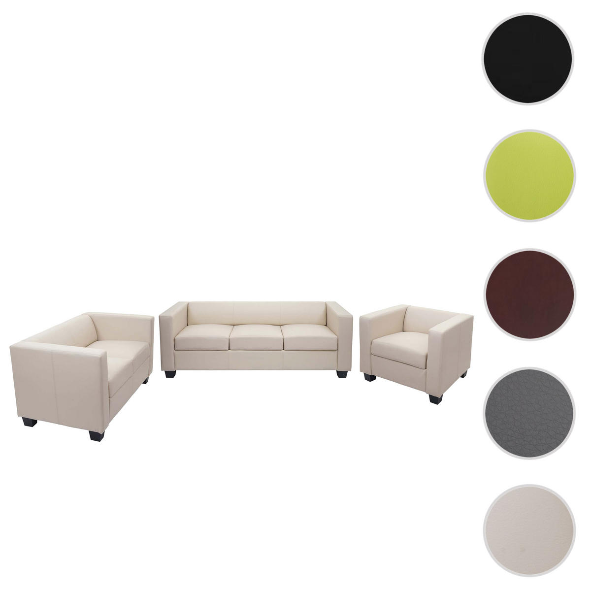 SOFAGARNITUR Cremeweiß 3er-Set - Creme, Textil (400/70/300cm) - MCW