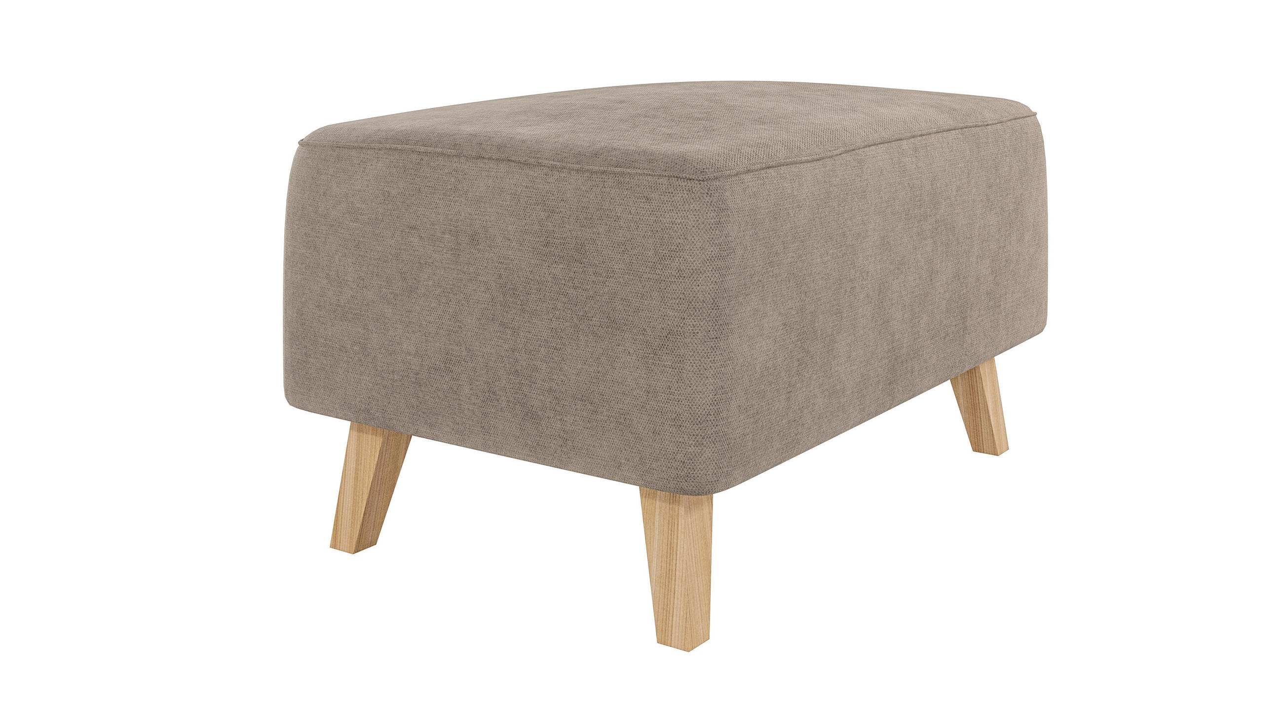 HOCKER Mario Dunkelbeige Microfaser - Beige/Naturfarben, Buchenholz/Textil (95/51/63cm) - S-Style Möbel