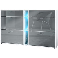 SCHUHSCHRANK Today Fronten in Grau Hochglanz - Grau, Holzwerkstoff (155.5/95/28cm) - Vladon
