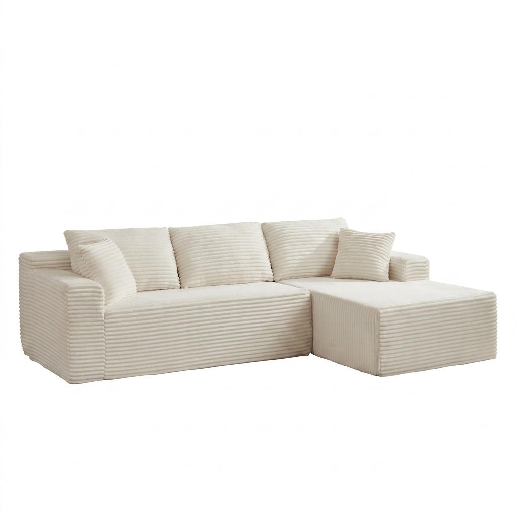 ECKSOFA 252.5/163/65 cm Weiß mit Chaiselongue, Rechte Seite - Weiß, Textil (252.5/163cm) - Oxeza