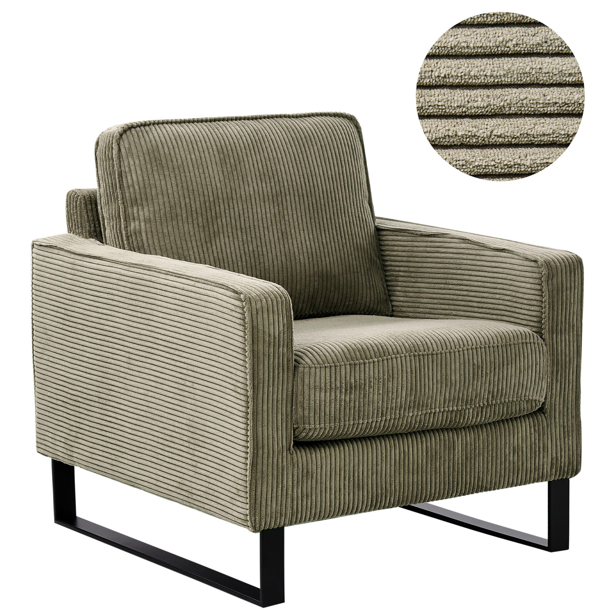 SESSEL Cord Grün Vind - Grün, Textil (79/82/85cm) - Beliani