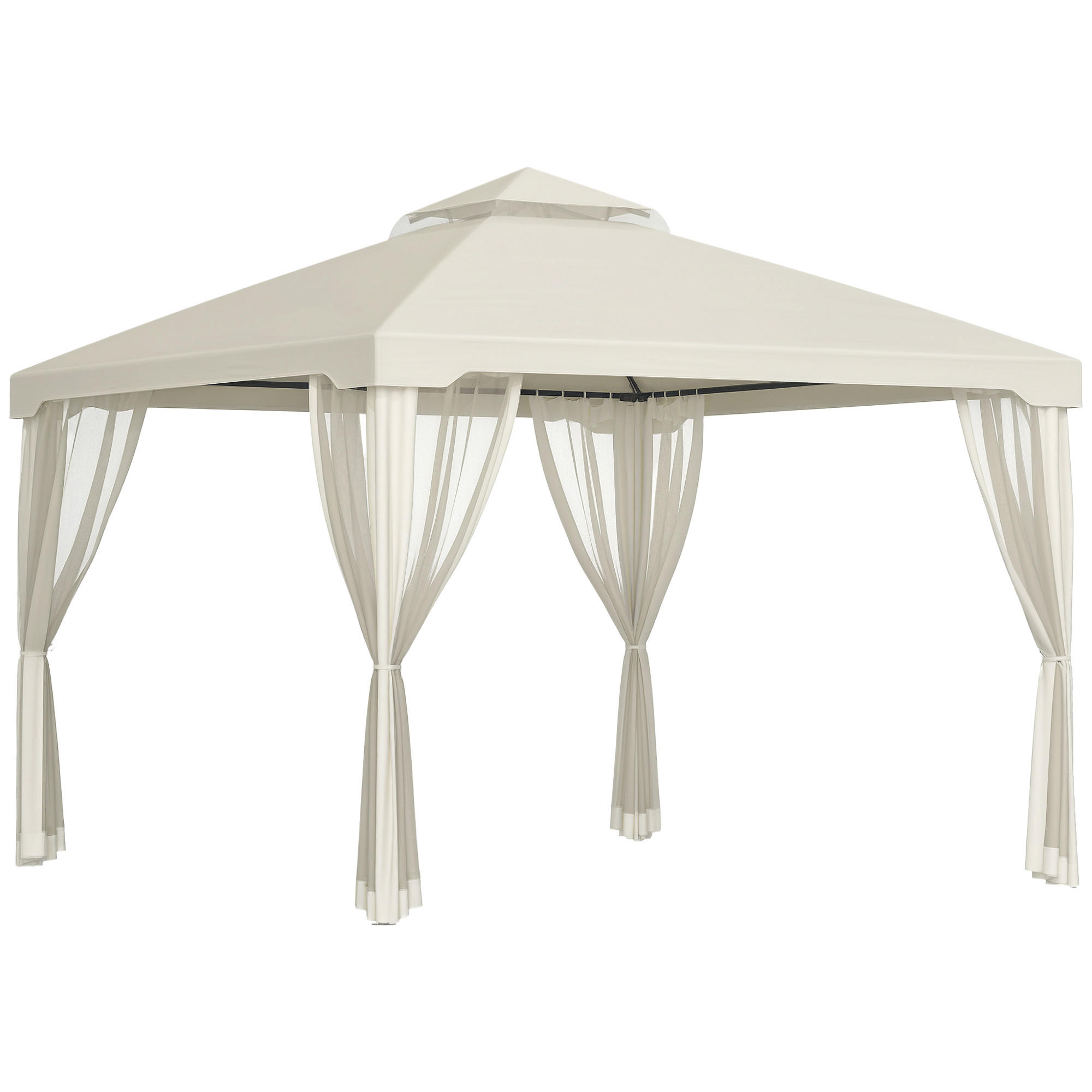 GARTENPAVILLON, mit Moskitonetz, beige - Creme, Textil (26.5/13/198cm) - Vallsero