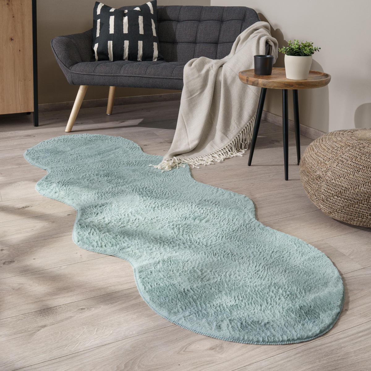 KURZFLORTEPPICH 70/200 cm Pelt 640 - Türkis, Textil (70/200cm) - Paco Home