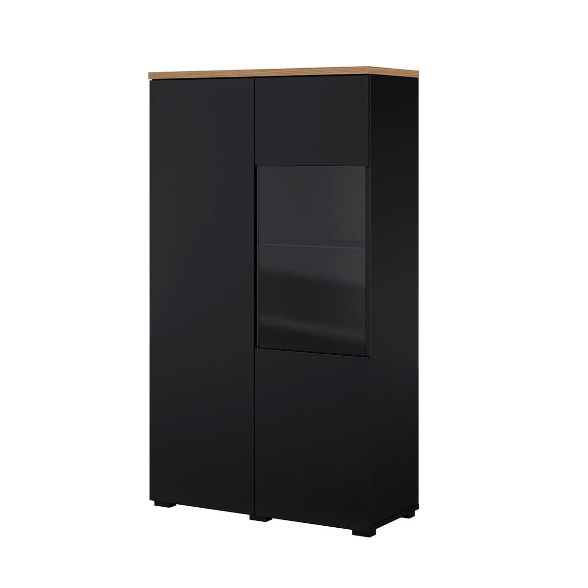 GESCHIRRSCHRANK Liko Schwarz und Holz - Schwarz, Holzwerkstoff (80/140/34.5cm) - Petits-meubles