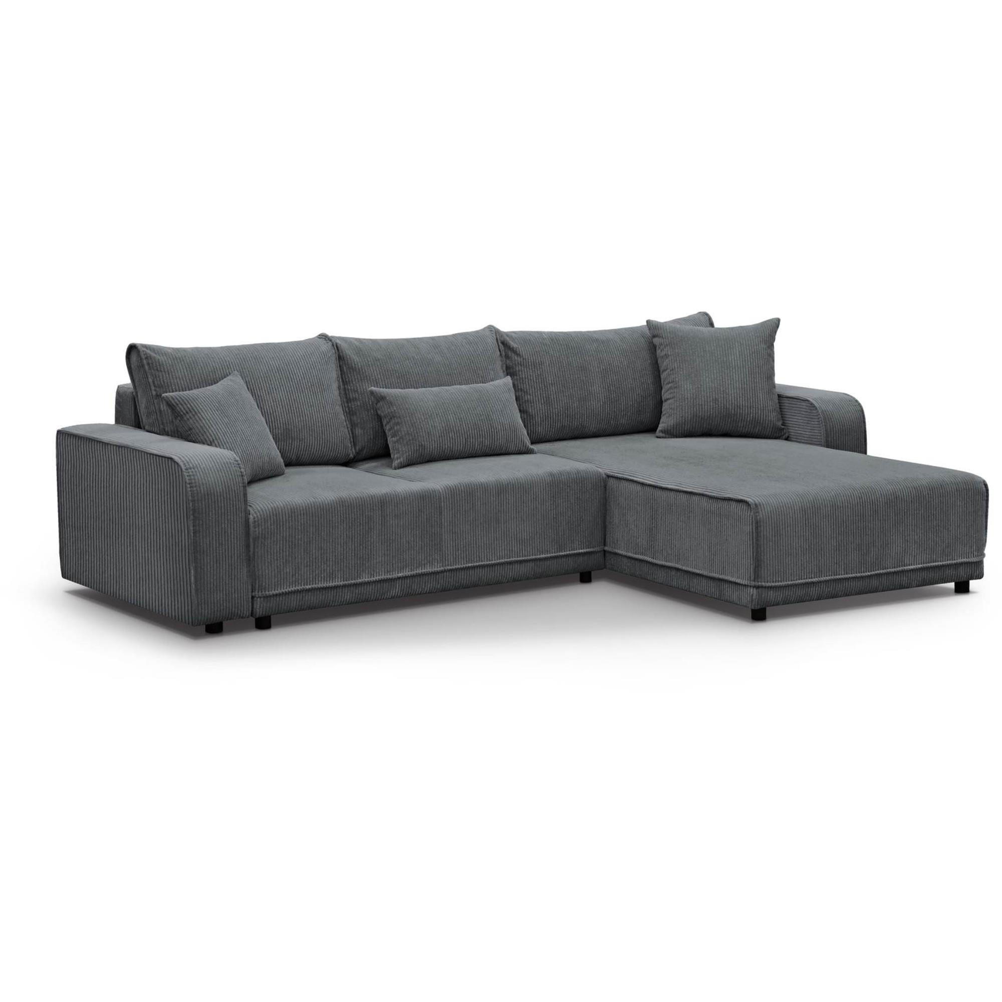 ECKSCHLAFSOFA Primo L grau - Schwarz/Grau, Textil (290/185cm) - Beautysofa
