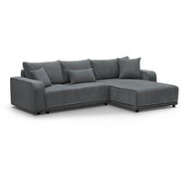 ECKSCHLAFSOFA Primo L grau - Schwarz/Grau, Textil (290/185cm) - Beautysofa