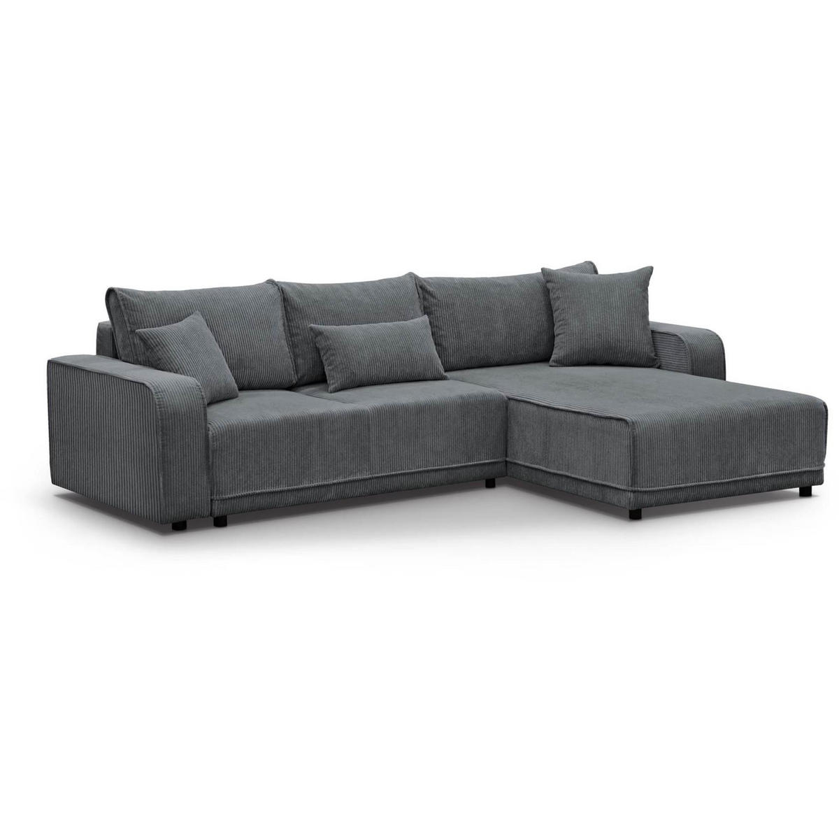 ECKSCHLAFSOFA Primo L grau - Schwarz/Grau, Textil (290/185cm) - Beautysofa