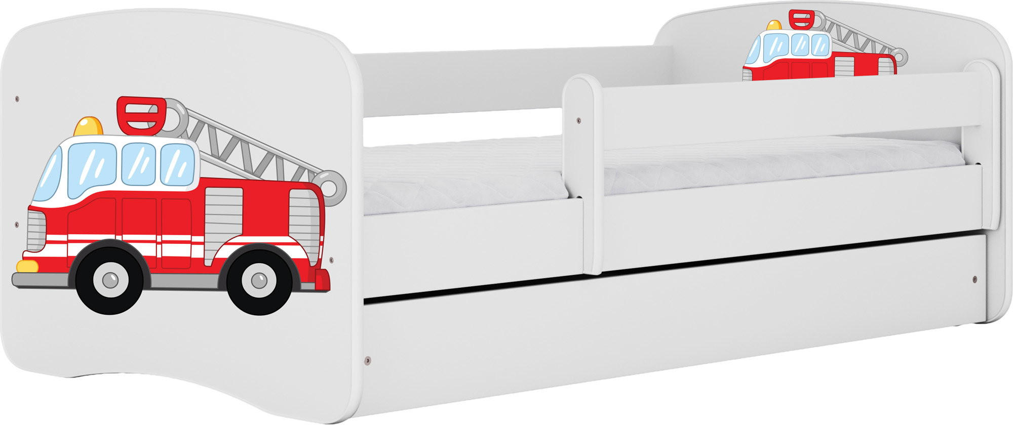 KINDERBETT Emily mit Schublade und Matratze, Weiß 70x140 cm - Rot/Weiß, Holzwerkstoff (140/70cm) - WFL GROUP