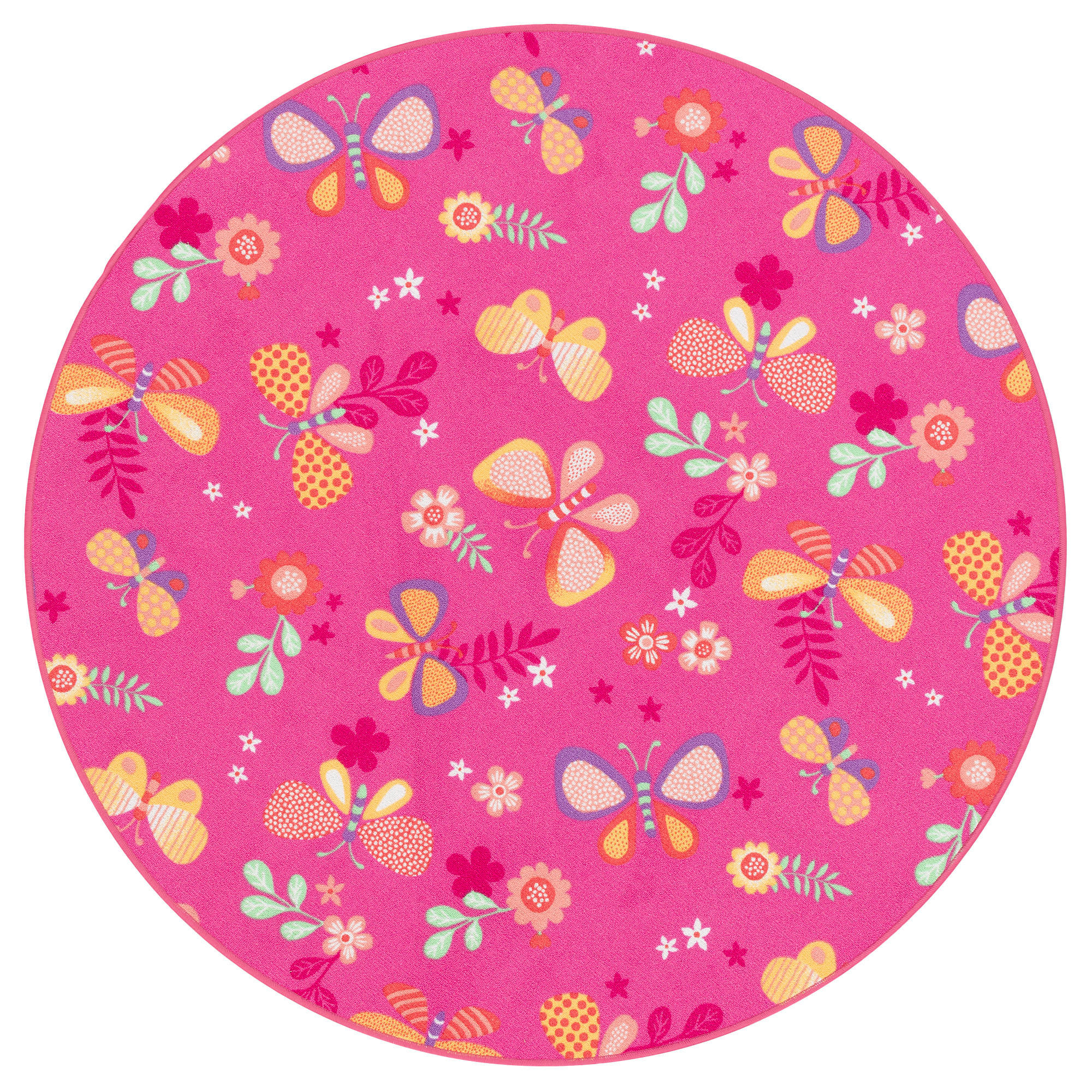 KINDER SPIEL TEPPICH SCHMETTERLING RUND - Pink, Textil (133/133cm) - Snapstyle