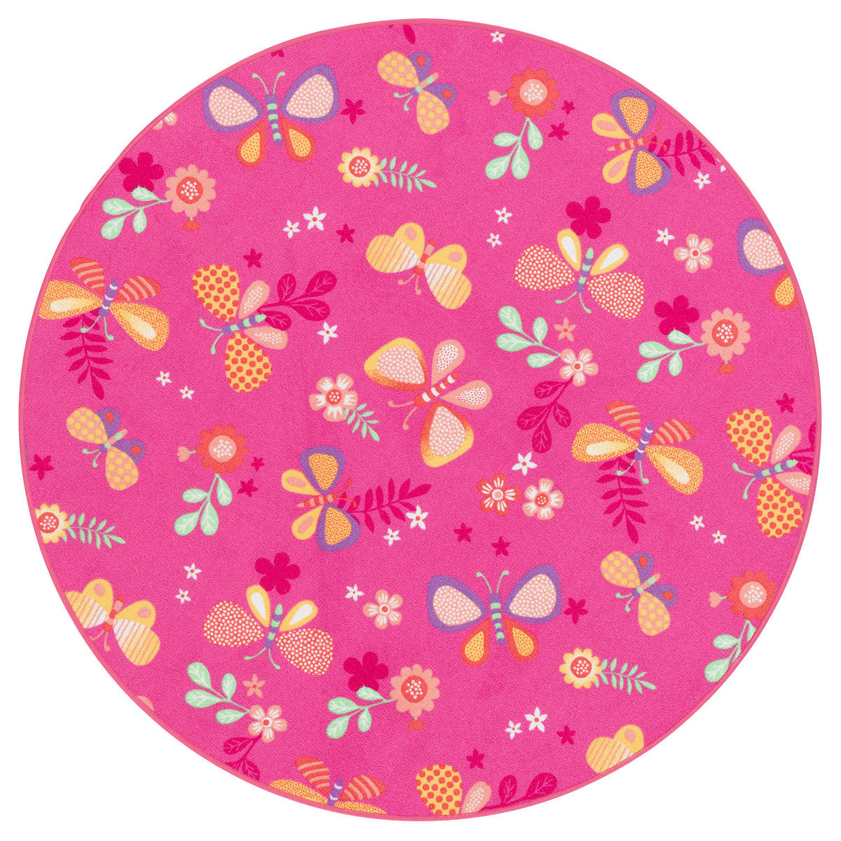KINDER SPIEL TEPPICH SCHMETTERLING RUND - Pink, Textil (160/160cm) - Snapstyle