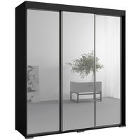 SCHIEBETÜRENSCHRANK mit Schubladen und Spiegel Como 3D3L 180 Schwarz - Silberfarben/Schwarz, Holzwerkstoff/Metall (180/208/67cm) - mzm24